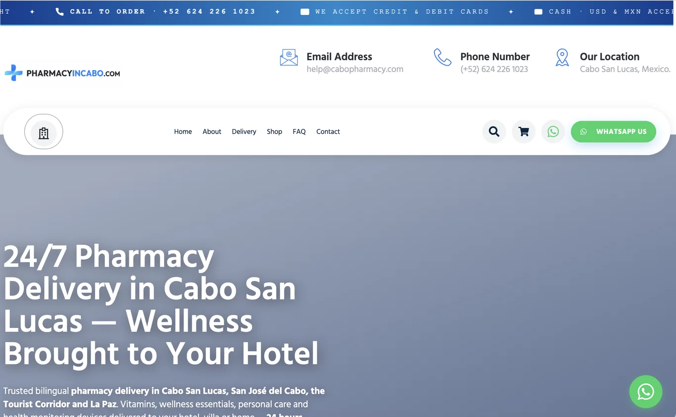 Captura del sitio web de Pharmacy in Cabo