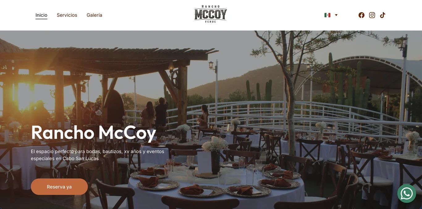 Captura del sitio web de Rancho McCoy