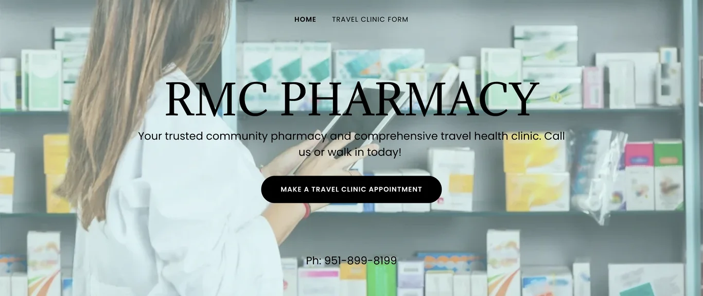 Captura del sitio web de RMC Pharmacy